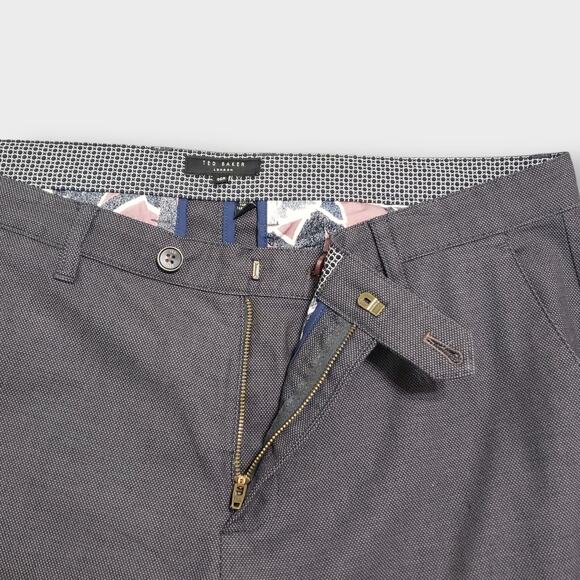 Ted Baker Mens Penguin Dress Pant Navy Blue Dot Texture Sz 36R 32" Inseam Career - Picture 7 of 16